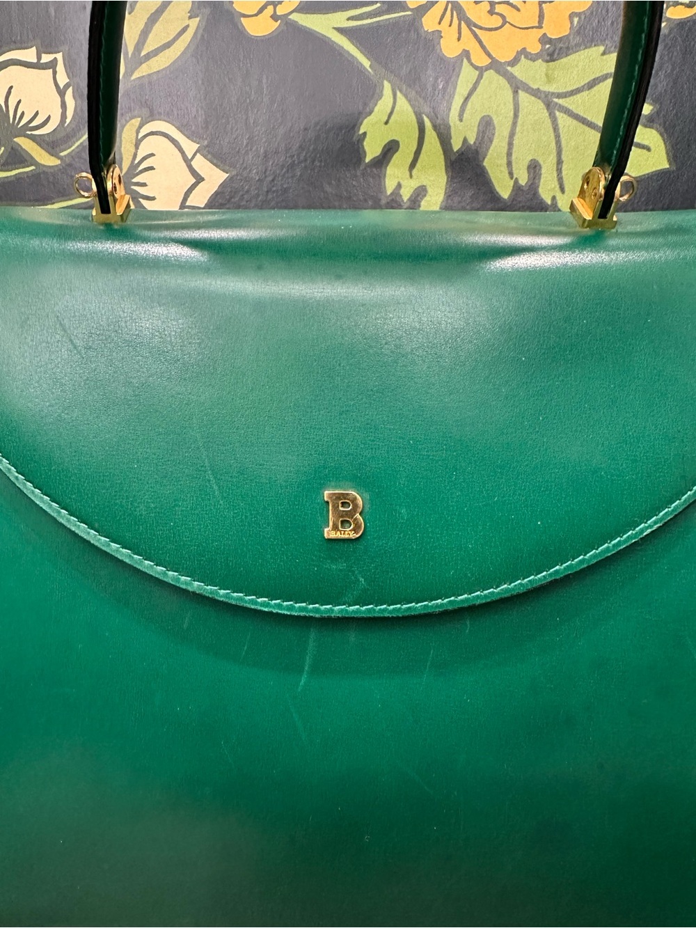 Vintage Bally Emerald Green Leather Top Handle Crossbody Bag | Italy - Picture 6 of 11